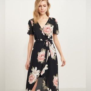 dynamite high low wrap dress size small floral